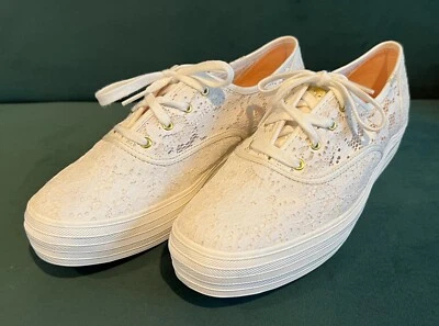 Mujer Keds Triple Pintura Crema Punto Crochet Cordones Talla 10M En Caja Foto 1 de 4