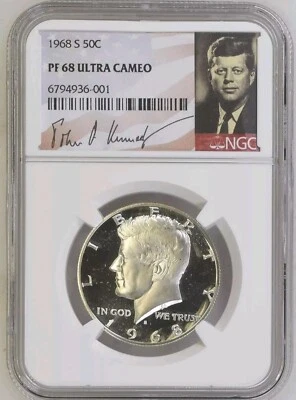 Medio dólar S Kennedy 1968 NGC PF68 Ultra camafeo Bx61 Foto 1 de 2