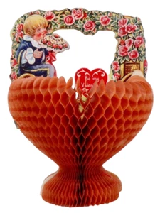 Beistle Valentine To My Sweetheart Little Boy Honeycomb Fold Out 1920s #9 - Picture 1 of 10