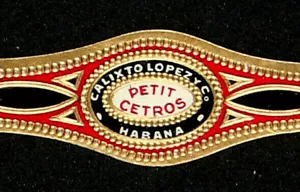 474BtN-VITOLA Antigua-Old Cigar Band CALIXTO LOPEZ Y Co. PETIT CETROS - Picture 1 of 3