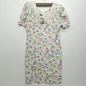Vintage Cottage Kernkleid Damen M Blumenmuster Spitze Detail Ms. Wahl Kalifornien - Bild 1 von 8