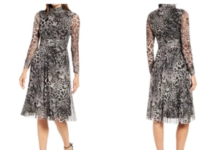 Eliza J Dress Womens 22W Multicolor Leopard Dress Mock Neck New - Picture 1 of 11
