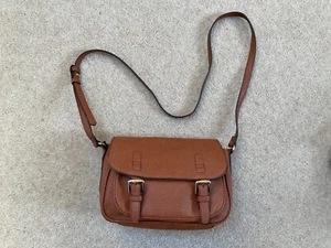 MANGO BROWN FAUX LEATHER CROSSBODY SMALL HANDBAG SATCHEL PURSE BAG ZZ - Picture 1 of 9
