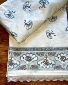 STEVENS UTICA LOUIS NICHOLE POMPADOUR LACE TWIN SIZE FLAT~FITTED SHEET SET~EXCEL - Picture 1 of 4