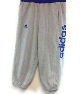 Girls Boys Kids Youth Adidas Fleece BX-R7RQW Grey Blue Joggers Sweat Pants 