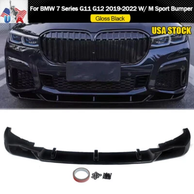 For 19-21 BMW G11 G12 740 750 M760i M Sport LCI R Style Black Front Splitter Lip — 第 1/4 张图片