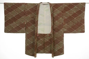Antiguo vestido chaqueta bata vintage japonés kimono seda BORO HAORI teñido/B863/615 - Imagen 1 de 7
