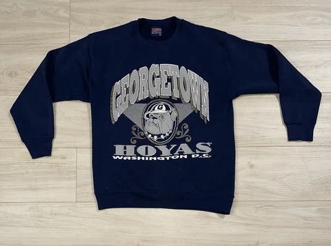 Vintage Georgetown Hoyas Crewneck Big Graphic Sweatshirt Size Large USA Made 90s Cover