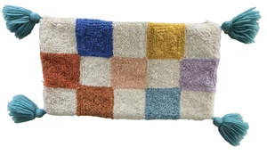 Ampersand Studio Colorful Discogrid Color Block Needlepoint 100% Wool Pillowcase - Picture 1 of 9