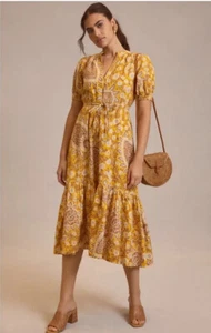 NWT Anthropologie Printed Puff Sleeve Dress Size Large Retail $160 - Picture 1 of 13
