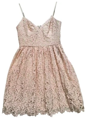 Eliza J Womens Floral Lace Spaghetti Strap Mini Dress Size 10 Pink Euro Summer - Image 1 of 4
