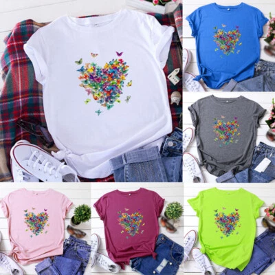 Womens SummerT-Shirt T-Shirt Blouse Ladies Plus Size Short Sleeve Tops Shirt Tee - Image 1 of 4