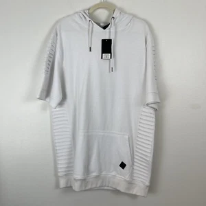 South Pole Hoodie Mens XL White Ribbed Hoodie Skater Grunge Long Sweatshirt NEW - Picture 1 of 16