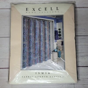 Vintage Excell Home Fashions Inc Fabric Shower Curtain Jewel Multicolor 90s Bath - Picture 1 of 5