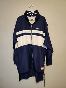 VTG 90s Nike Windbreaker Jacket Team Sports Fishtail navy blue Hood Big Swoosh - Picture 1 of 12