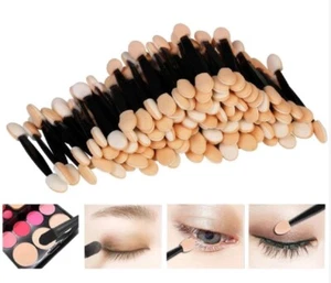 100er Pack Doppelseitige Einweg Lidschatten Pinsel - Schwammspitze Make-up Applikatoren - Bild 1 von 5