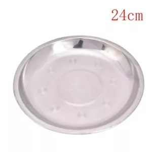 24 cm Stainless Steel Dinner Plate Camping Picnic BBQ Kitchen Home Tray Server - Picture 1 of 8