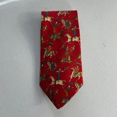 Salvatore Ferragamo Necktie Men's Silk Equestrian Horse  Print 100% Silk - Image 1 of 4