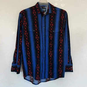 Camisa DE COLECCIÓN Wrangler Azteca Checotah Perla Western Snap Talla Mediana Azteca - Imagen 1 de 9
