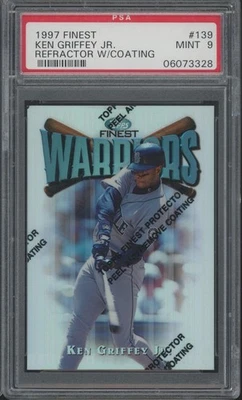 Topps Finest Refractor 1997 con revestimiento #139 Ken Griffey Jr como nuevo PSA 9 Foto 1 de 2