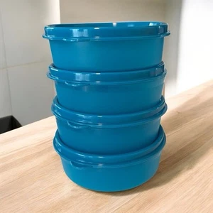 Juego de 4 cuencos Tupperware Little Wonders tazas de aperitivos 6 oz azul pavo real 1286 5227 - Imagen 1 de 17