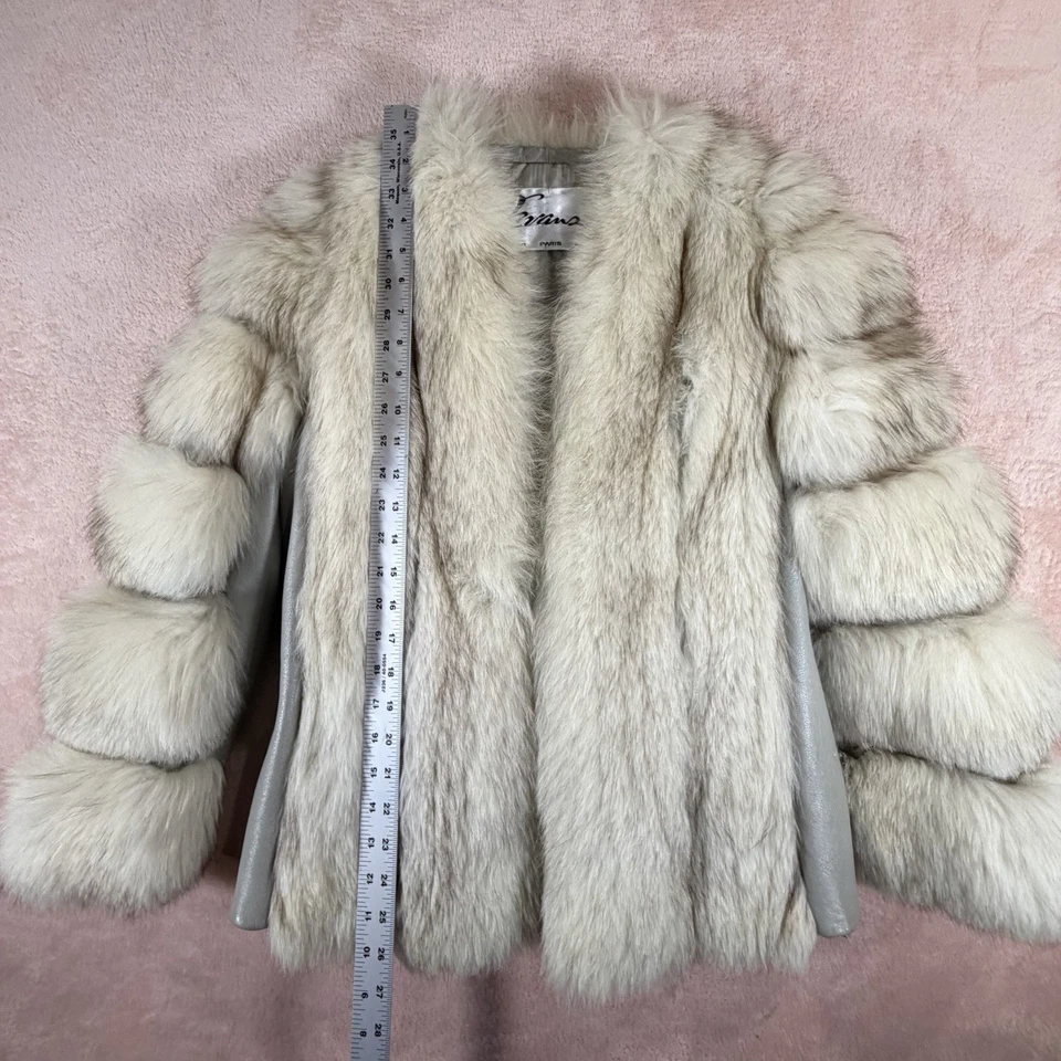 Evans 女式 M/L 银色狐狸毛皮大衣皮革口音芝加哥巴黎米兰阅读 — 第 1/4 张图片