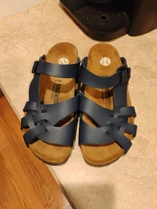 Sandalias Birkenstock Pisa de cuero para mujer 11 azul marino hebilla ajustable - Imagen 1 de 6