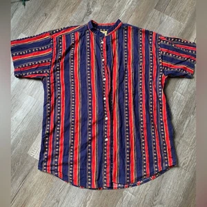 VTG Retro Duck Head Stars Stripes USA Western Funky Button Down Shirt Size XL - Picture 1 of 10