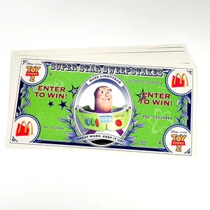 RARO McDonald’s 1999 Toy Story 2 Crew Certificados Promocionales en Efectivo, Nunca Usado - Imagen 1 de 12