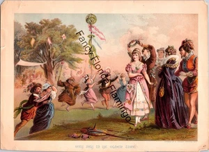 Victorian 1877 W. Jennings Demorest "May Day in Ye Olden Time" Lithograph Print - Picture 1 of 2