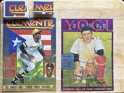 Lote de 4 puzzles Donruss 1987 63 piezas - 3 Roberto Clemente, 1 Yogi Berra Foto 1 de 4