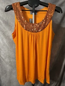 Tanque de lentejuelas naranja marca Slinky Y2K nuevo con etiquetas grande  - Imagen 1 de 8