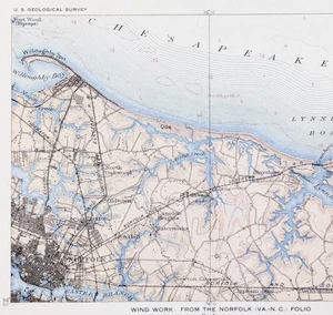 1908 NORFOLK - VIRGINIA - CHESAPEAKE BAY Karte ORIGINAL - Cape Henry - Bayshore - Bild 1 von 3
