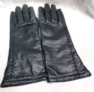 Guanti vintage da donna GIMBELS DEPT STORE in vera pelle taglia L ~ colore: nero - Foto 1 di 8