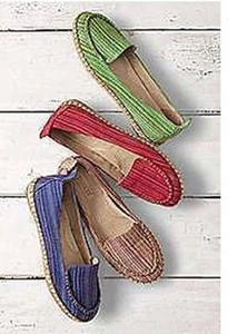 Neu mit Etikett Born Sitton Damen-Espadrilles Mokassinnaht Einzelhandel 95 $ blau rot grün bunt - Bild 1 von 1