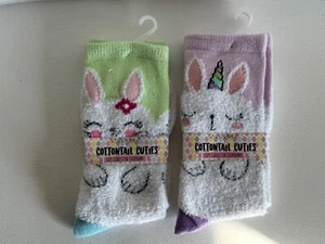 2x Unicorn Girl Socks By Cottontail Cuties,One Size Snuzzles Most,(Lot 2 Pairs) - Picture 1 of 4