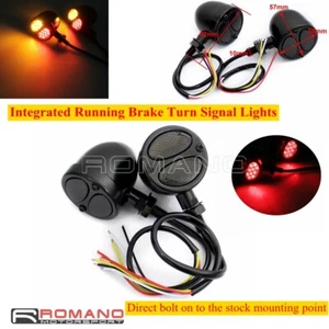 Universal 10mm 3 In 1 LED Motorcycle Turn Signal Brake Light Blinker For Harley - Picture 1 of 10