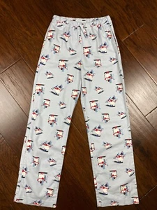 Hanna Andersson Kids Blue Snowman Flannel Pajama Lounge Pants Size 14-16 EUC - Picture 1 of 6