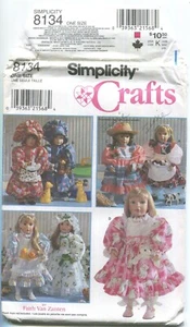 SIMPLICITY 8134 18" DOLL CLOTHING UNCUT 1998 - Picture 1 of 3