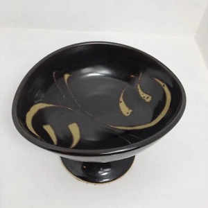 Ciotola marrone in ceramica con pedistallo forma libera piatto dado girevole vintage - Foto 1 di 10