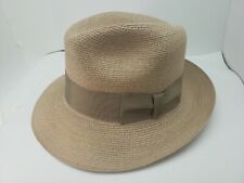 BILTMORE MILAN PINCH COCOA BROWN STRAW FEDORA MADE IN CANADA