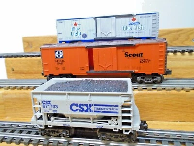 THREE K-Line FREIGHTS-Labatts Beer Reefer+ATSF Boxcar+CSX Hopper VG+Deal! - Image 1 of 4