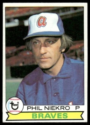 SOLID EX+ PHIL NIEKRO HOF 1979 TOPPS 595 UNCREASED VINTAGE BRAVES MLB TPHLC-4193 - Image 1 of 2