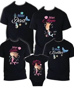 Mermaid Family Shirts Birthday Party Celebration Merdad Mermom Mermaid Sister 2 - Picture 1 of 9