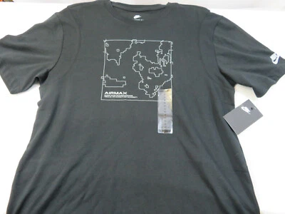 Nike Air Max Graphic T-Shirt Men’s M Black White Map Design AA6299-010 New - Image 1 of 3