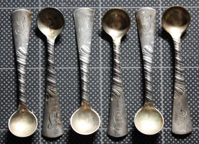 LOTE de 6 cucharas de sal Gorham coloniales de plata esterlina .925 "S" lavado dorado MONO Foto 1 de 4