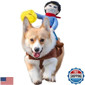 DELIFUR Dog Halloween Costume Funny Dog Cowboy Riding Costume Pet Costume Cat - Picture 1 of 5