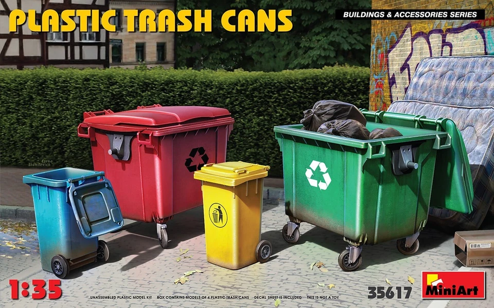 MiniArt 35617 Plastic Trash Cans For Diorama In 1 35