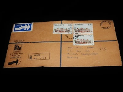 Vintage Cover,HARARE, ZIMBABWE, REGISTERED,1994,To Slependen,Norway,Customs Form - Image 1 of 4