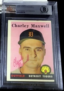 1958 TOPPS #380 CHARLEY MAXWELL RARE BAS BECKETT SIGNED CARD AUTOGRAPHED AUTO ! - Picture 1 of 1